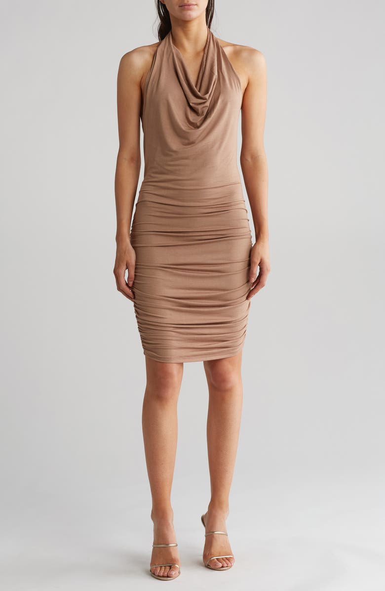GO COUTURE Drape Halter Dress, Main, color, Sienna