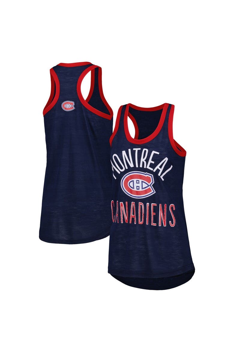 Women's G-III 4Her by Carl Banks Navy Montreal Canadiens First Base Racerback Scoop Neck Tank Top, Main, color, Navy
