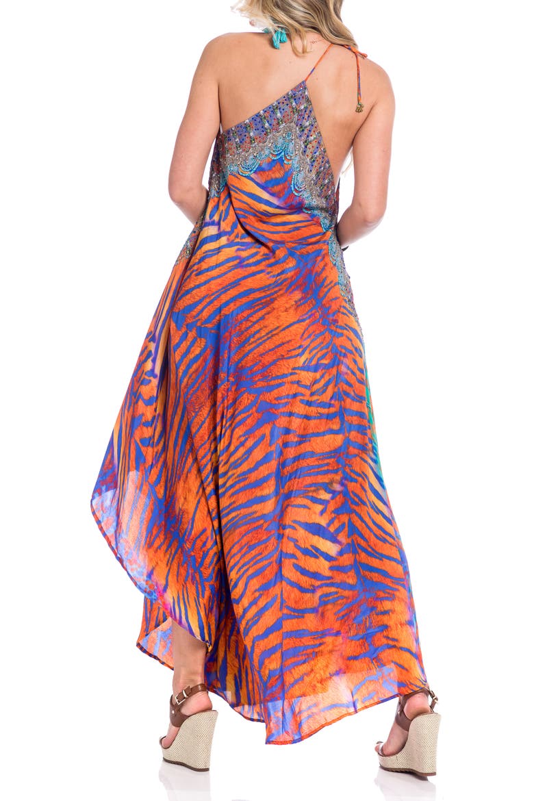 Three Way Handkerchief Hem Maxi Dress, Alternate, color, ORANGE