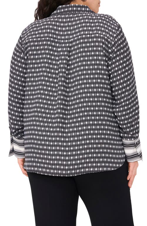 VINCE CAMUTO VINCE CAMUTO CONTRAST ACCENT GEO PRINT BUTTON-UP SHIRT 