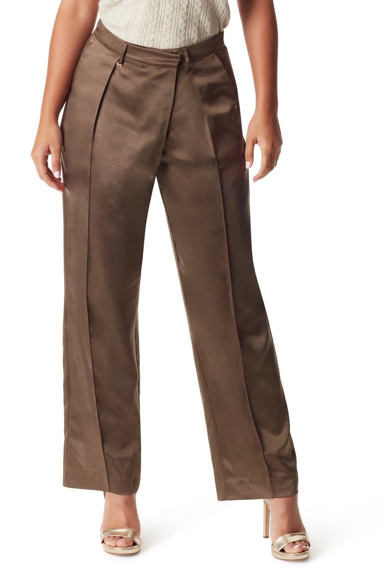 Devyn Crossover Satin Pants, Main, color, CHOCOLATE CHIP