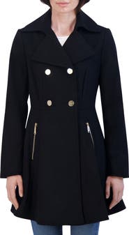 Laundry by Shelli Segal Double Breasted Fit & Flare Wool Blend Coat