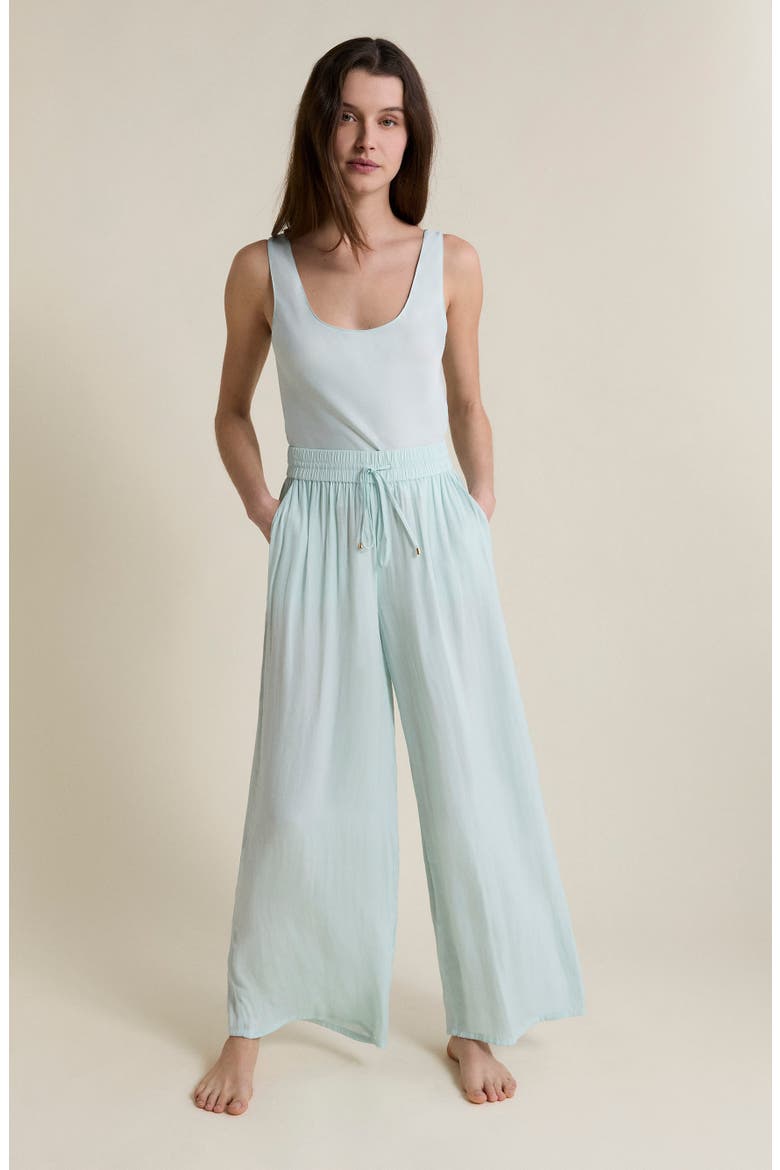 Cheeta Wide Leg Pajama Pants, Alternate, color, BLUE GREEN