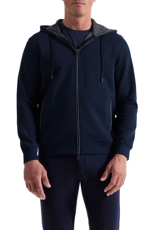 Bugatchi Piqué Zip-up Hoodie In Blue