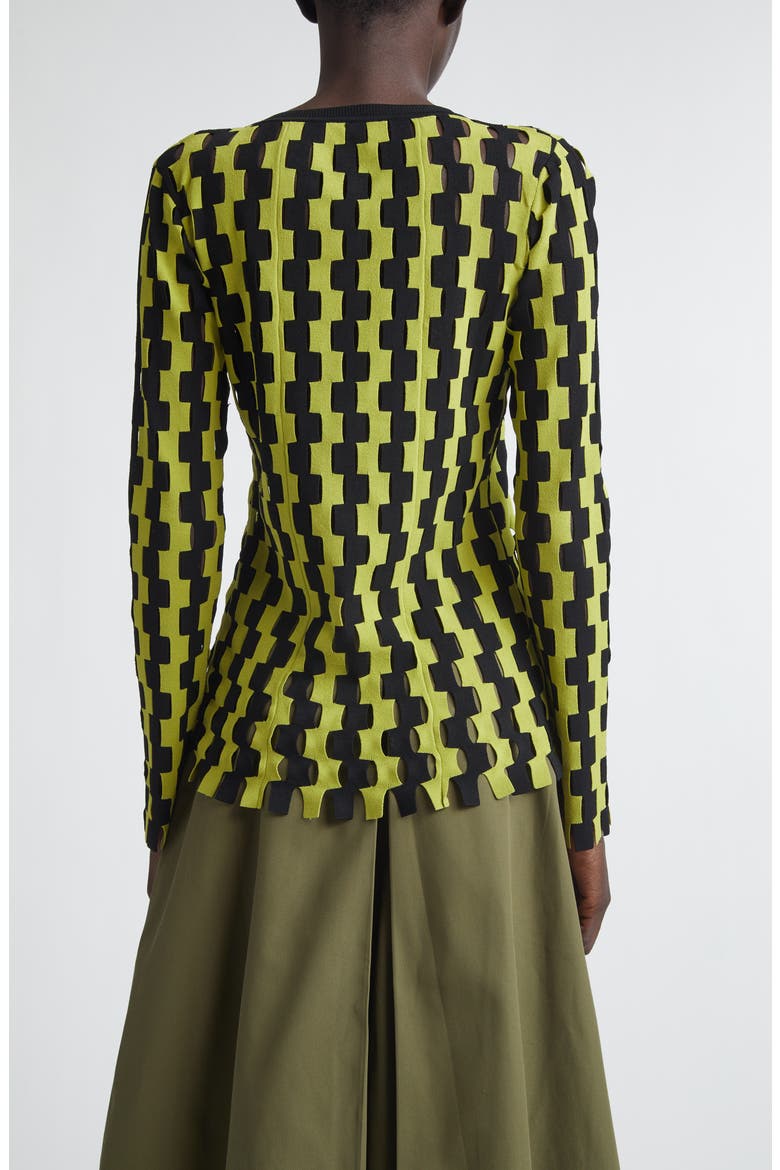 Bowery Open Stitch Cardigan, Alternate, color, BLACK/ ALOE MULTI