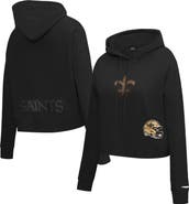 PRO STANDARD Women's Pro Standard Black New Orleans Saints Jeweled Cropped Pullover Hoodie