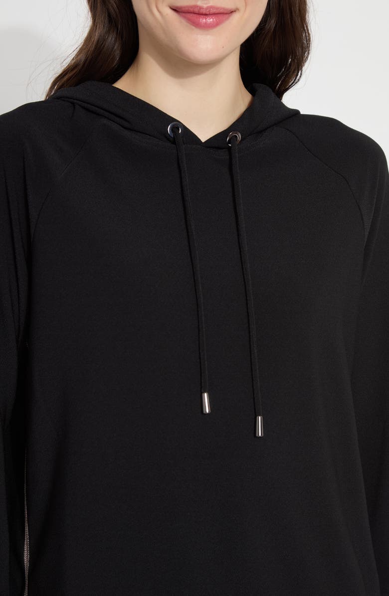 Lysse Julia Beaded Trim Stretch Crepe Hoodie, Alternate, color, Black