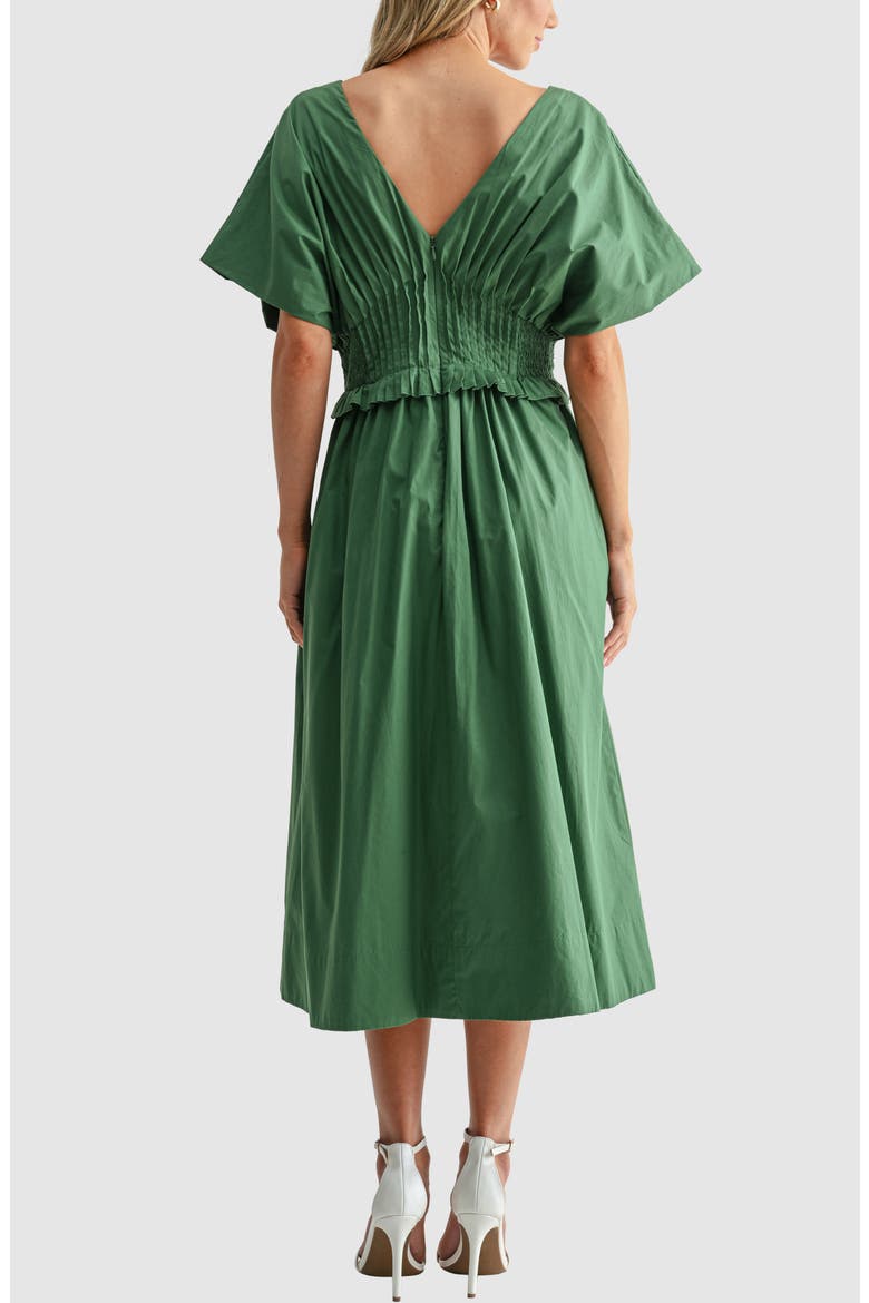 Dolman Sleeve Cinched Waist Midi Dress, Alternate, color, MOSS GREEN