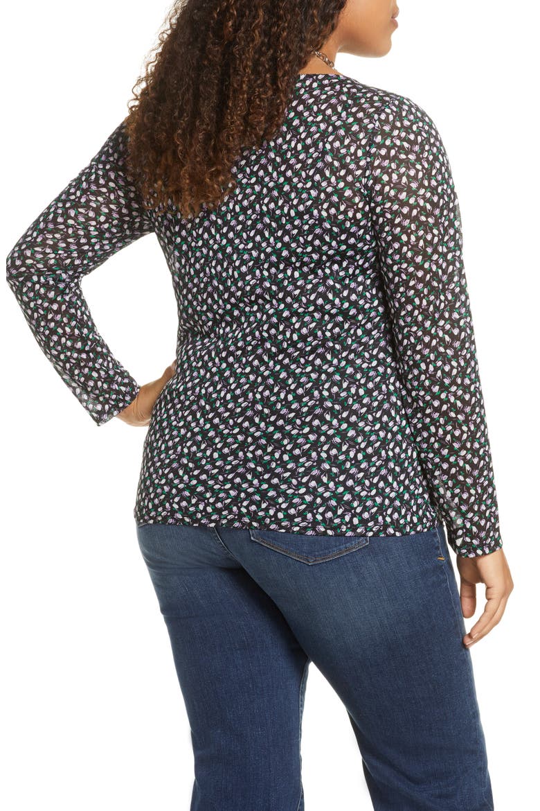 Boat Neck Mesh Top, Alternate, color, BLACK- PURPLE ABSTRACT DOT