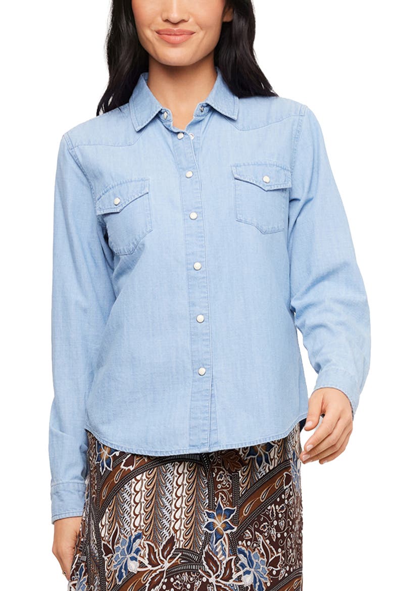 Western Denim Button-Up Shirt, Main, color, DENIM