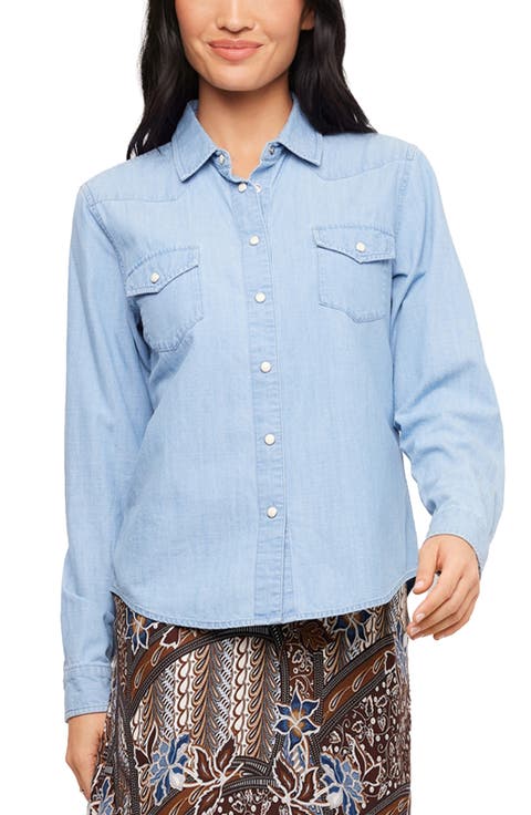 Western Denim Button-Up Shirt