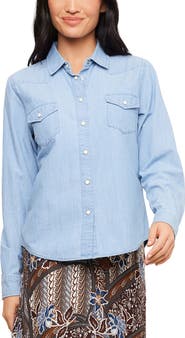 Karen Kane Western Denim Button-Up Shirt