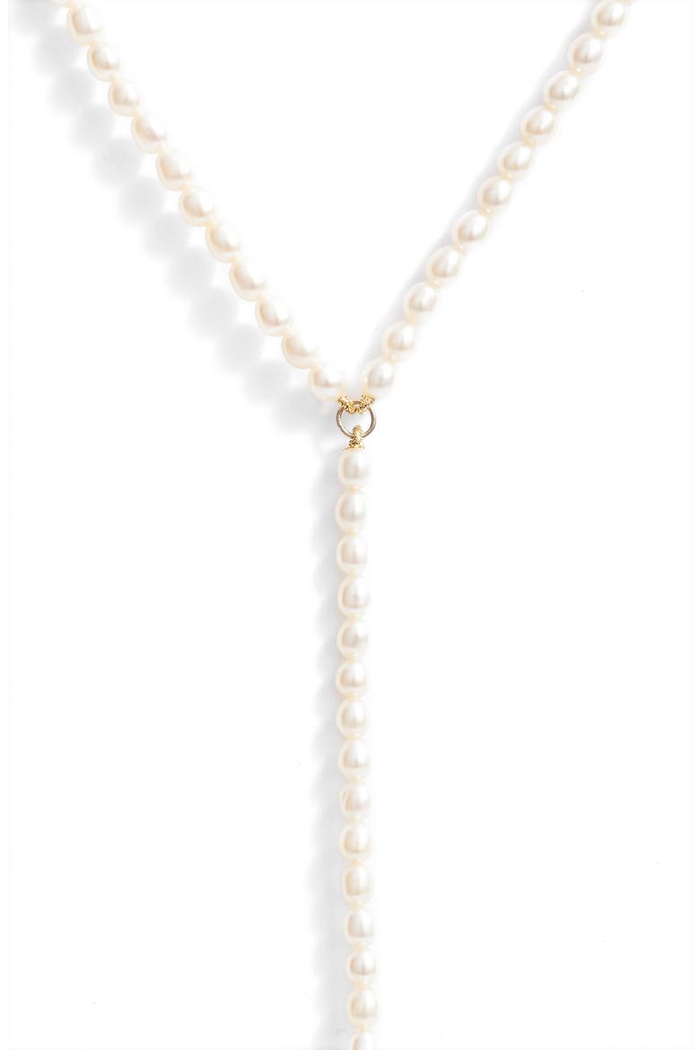 Keshi Pearl Y-Necklace, Alternate, color, YELLOW GOLD