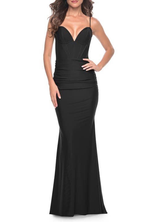 Jersey Dress with Bustier Top and Illusion Back