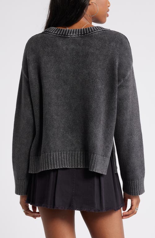 Bp. Acid Wash Oversize Cotton Sweater In Black