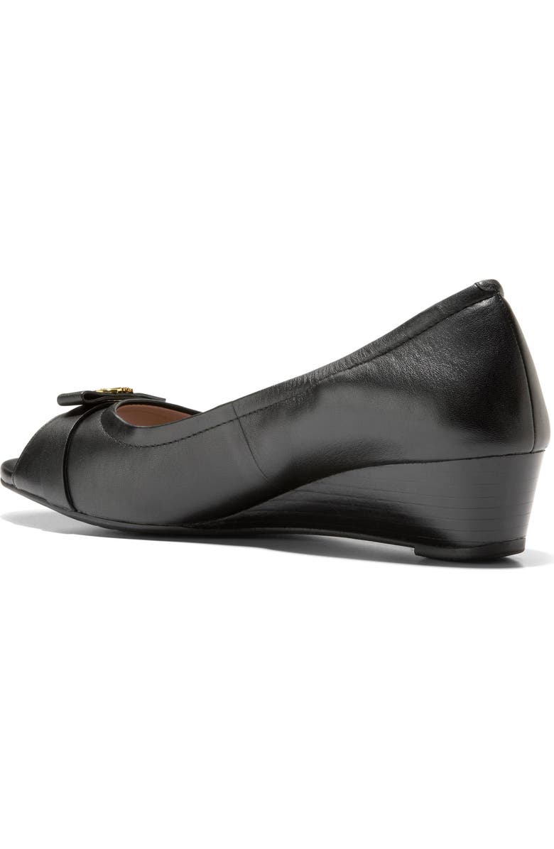 Cole Haan Malta Peep Toe Wedge Pump, Alternate, color, Black Leather