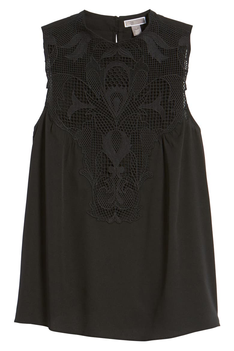 Lace Yoke Tank, Alternate, color, BLACK