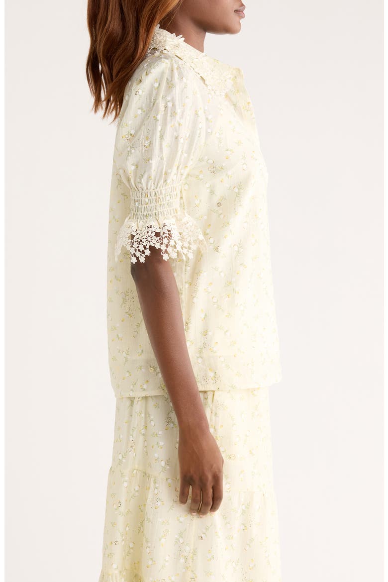 Lace Edge Top, Alternate, color, YELLOW/ SAGE FLORAL