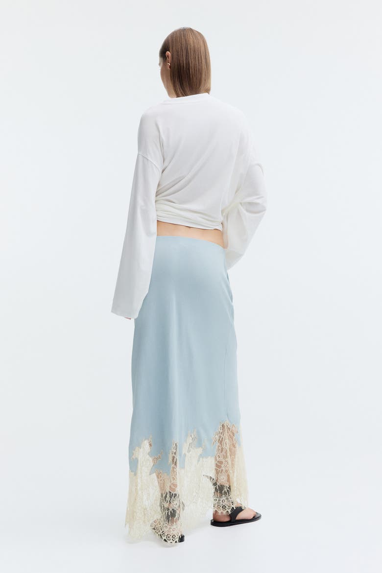 Lace-trimmed Skirt, Alternate, color, Light dusty blue