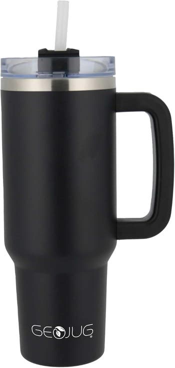 Insulated Stainless Steel Tumbler Cup with Handle, Lid, and Straw