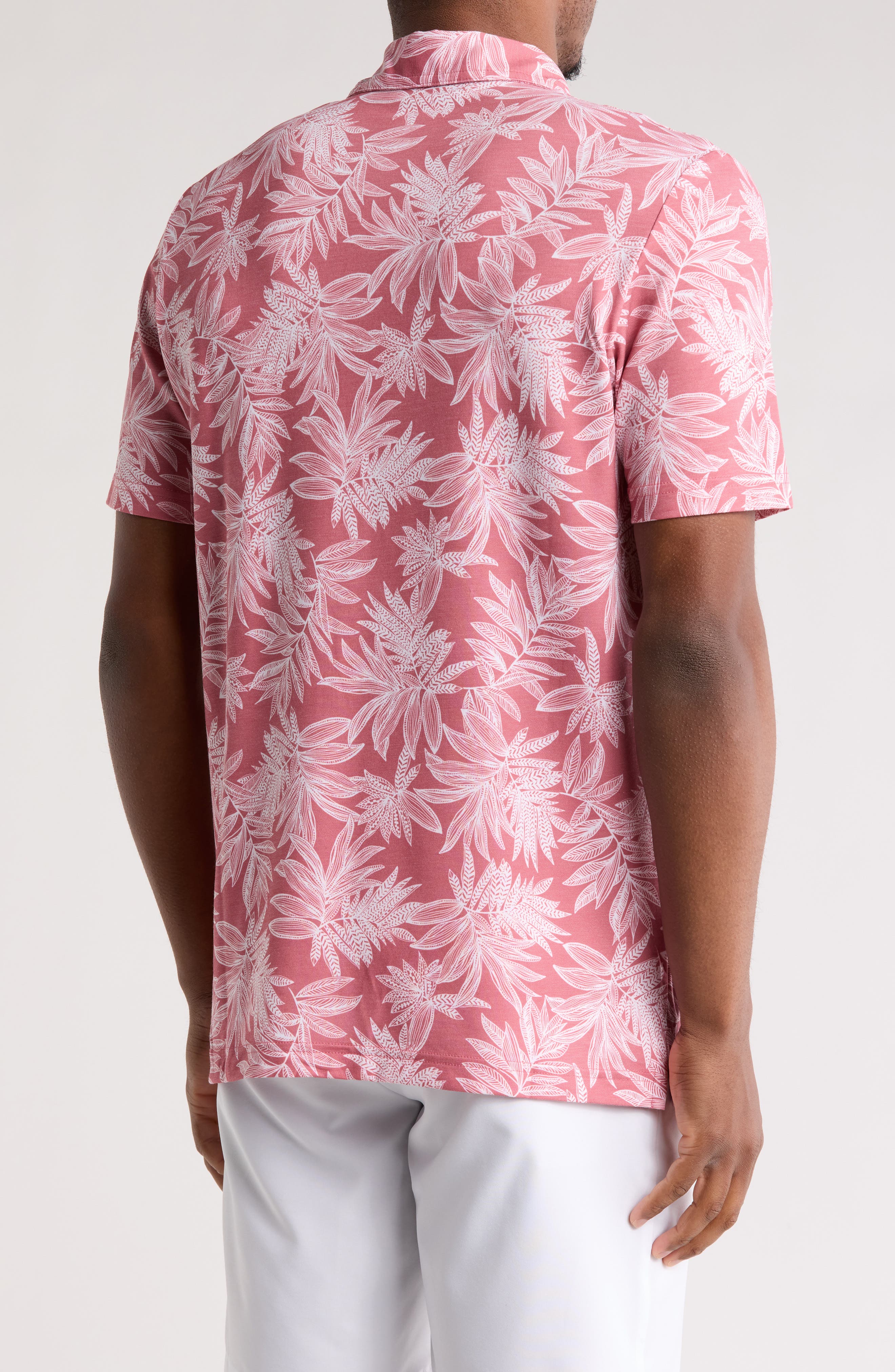 Sea Journey Leaf Print Stretch Polo - image 2
