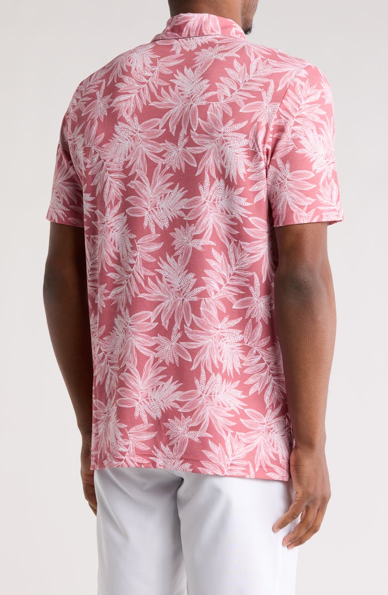 TravisMathew Sea Journey Leaf Print Stretch Polo, Alternate, color, Earth Red