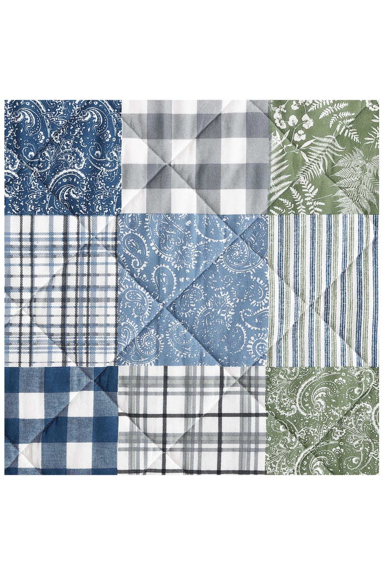 Cozy Plaid Cotton Quilt 3-Piece Set, Alternate, color, BLUE/ GREEN