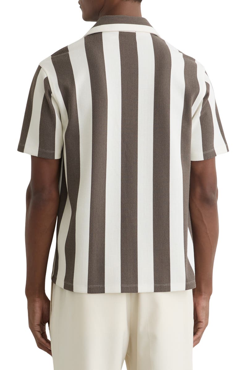 Reiss Dexter Stripe Camp Shirt, Alternate, color, Brown/ Off White