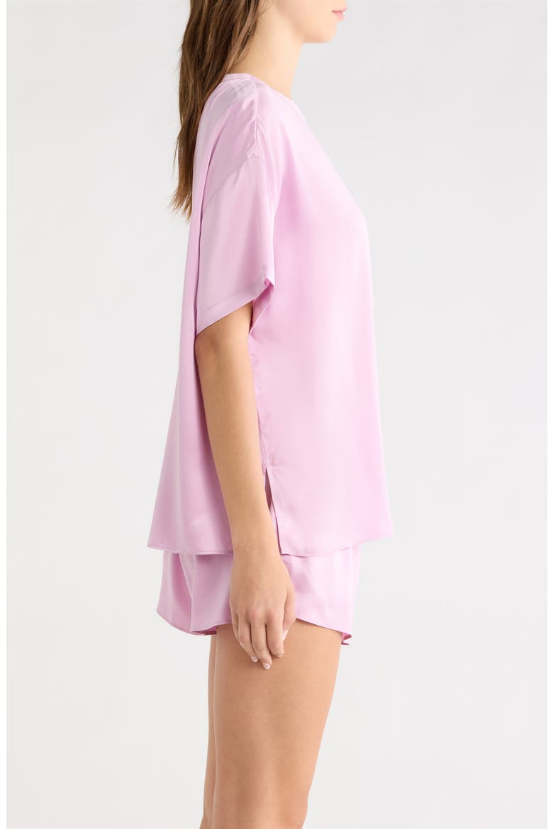 Washable Silk Tee Short Pajamas, Alternate, color, LILAC BLOOM