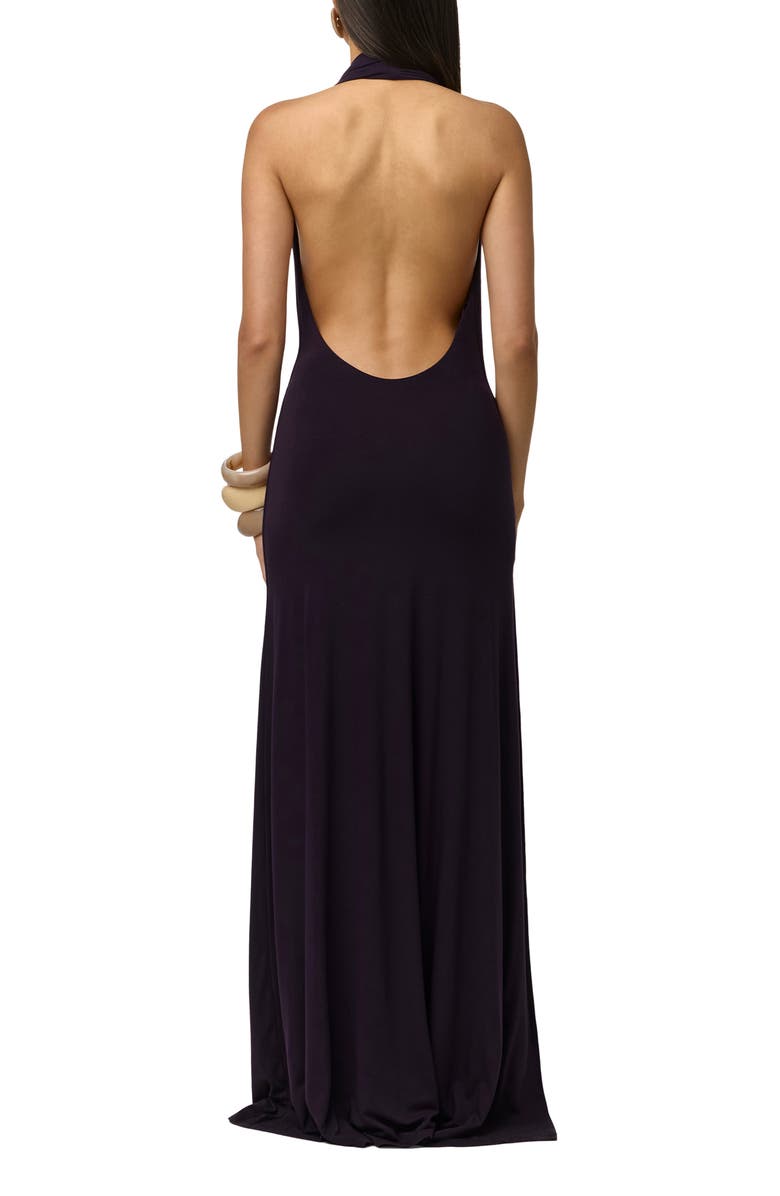 Naked Wardrobe Smooth Halter Maxi Dress, Alternate, color, Blackberry