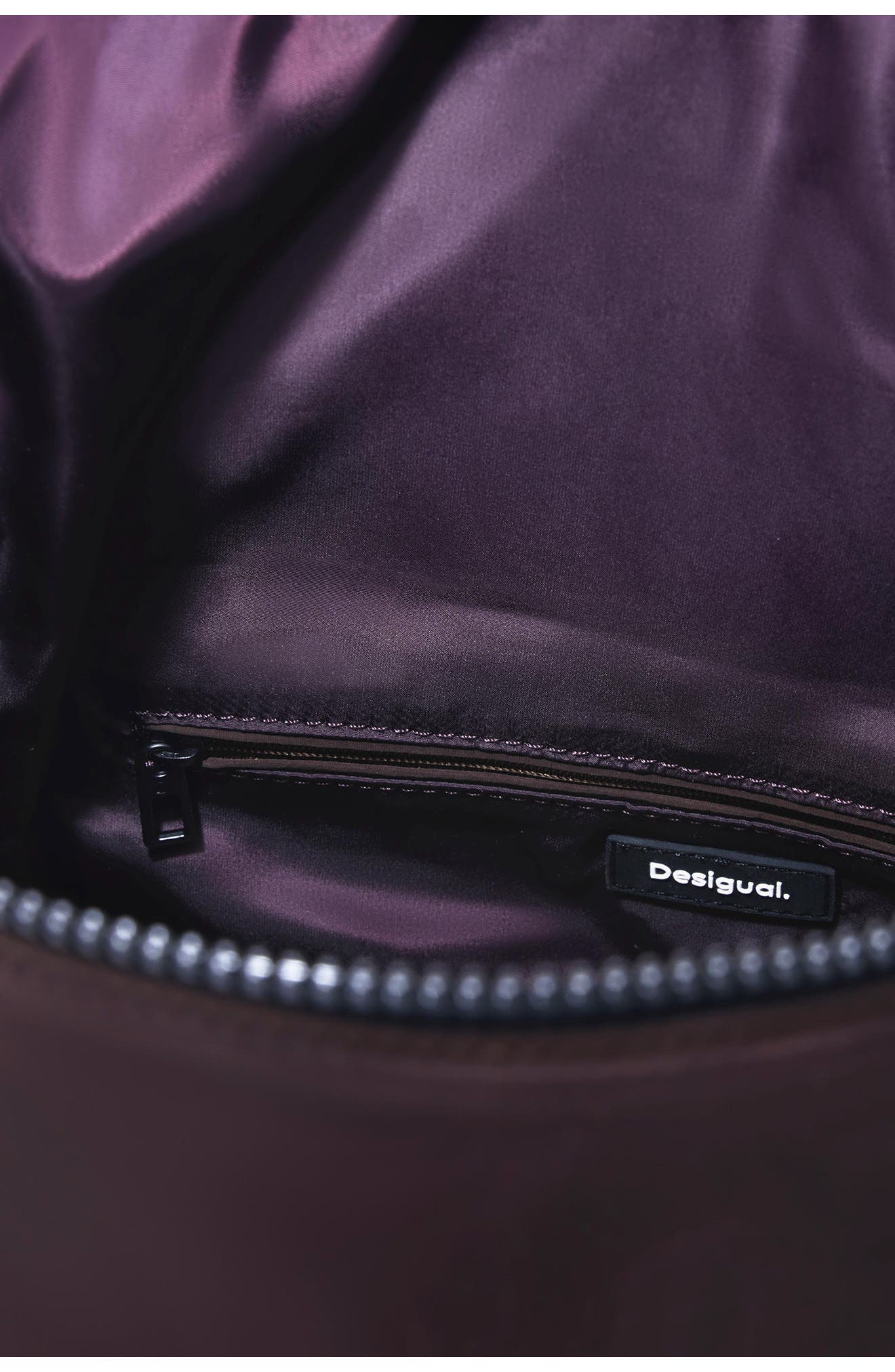 Desigual Large Voyager Nylon Backpack, Alternate, color, Burgundy