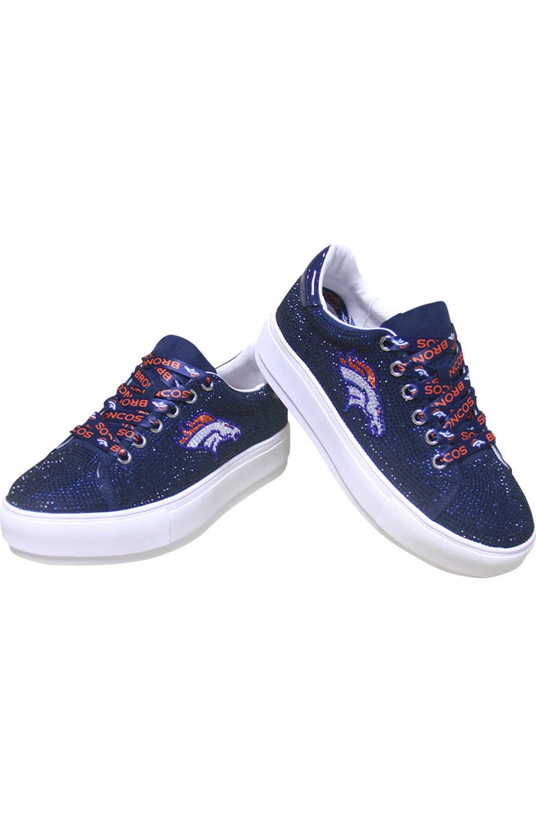 CUCE Women's Cuce Navy Denver Broncos Team Color Crystal Sneakers, Alternate, color,