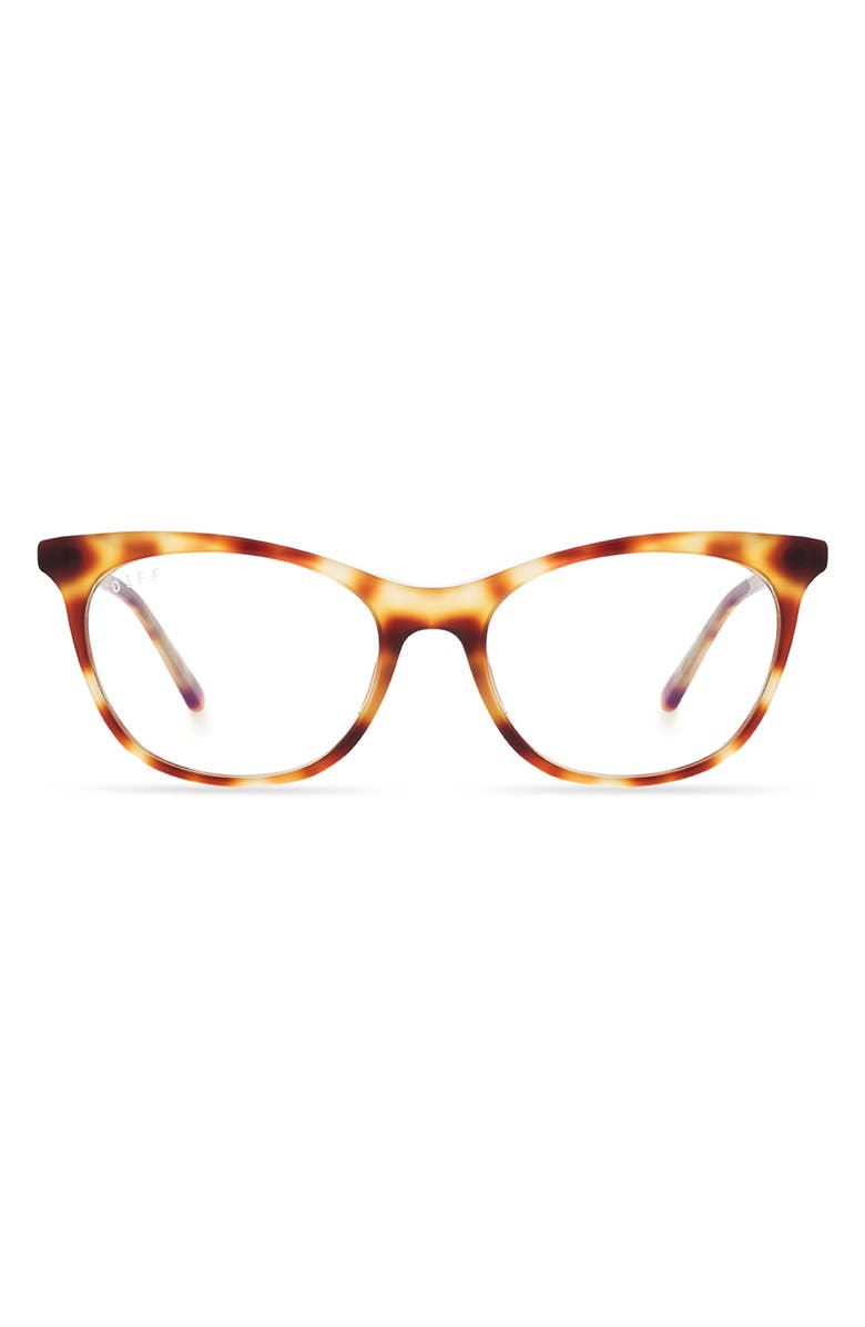 DIFF Jade 51mm Blue Light Blocking Cat Eye Glasses, Main, color, Solstice Tortoise/ Clear