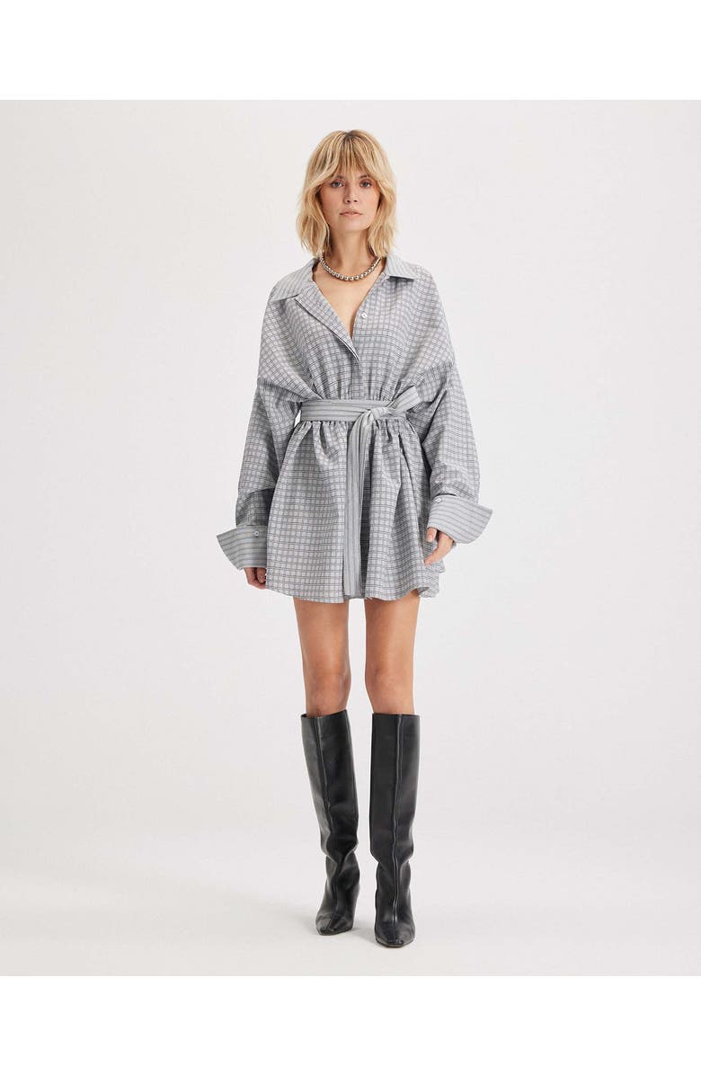 THEO The Label Echo Plaid Fit-and-Flare Mini Dress, Alternate, color, Black