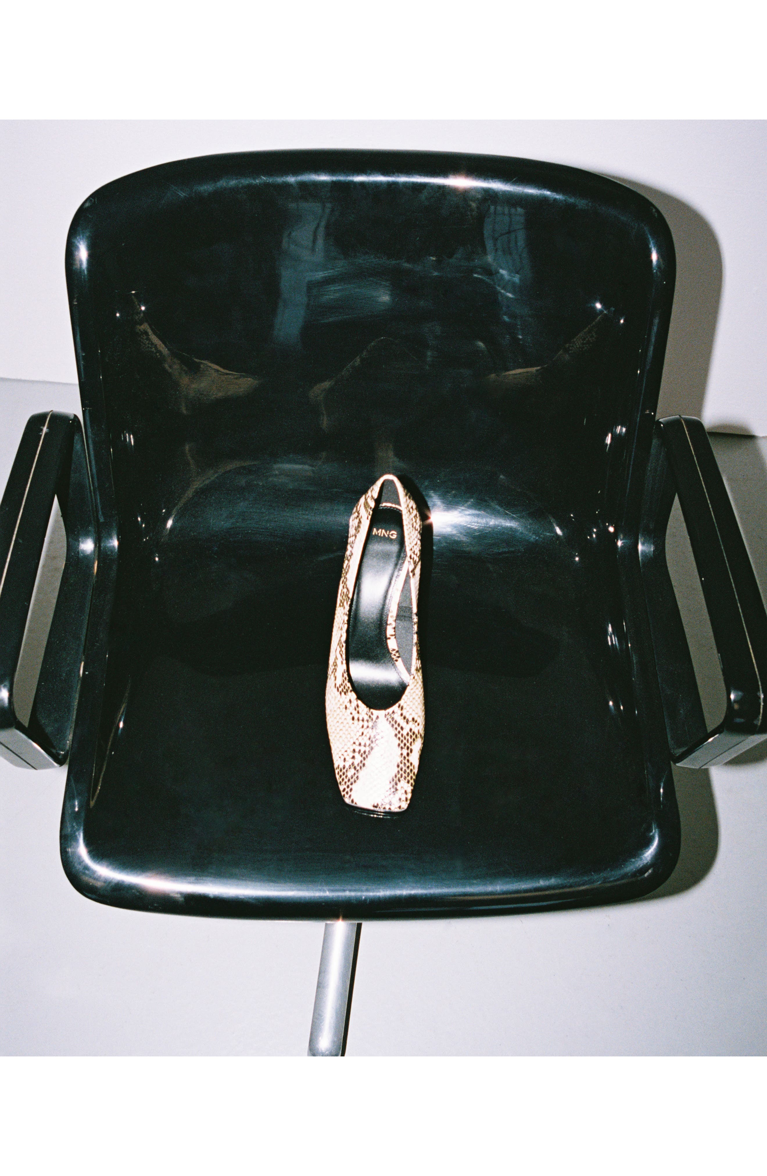 MANGO Print Square Toe Pump, Alternate, color, Beige