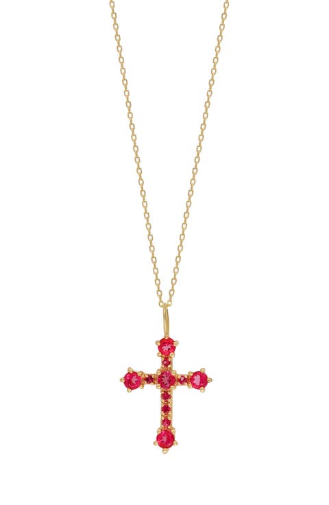 14K Gold Pink Topaz Cross Pendant Necklace (Nordstrom Exclusive)