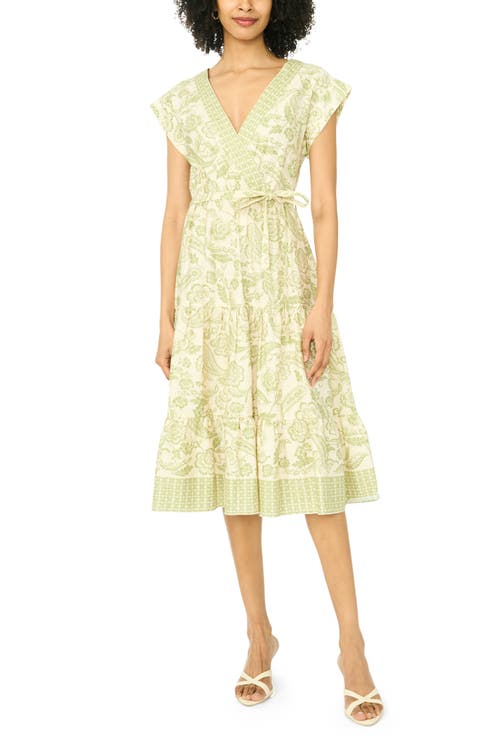 Print Tie Waist Midi Dress