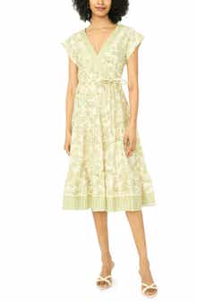 Print Tie Waist Midi Dress
