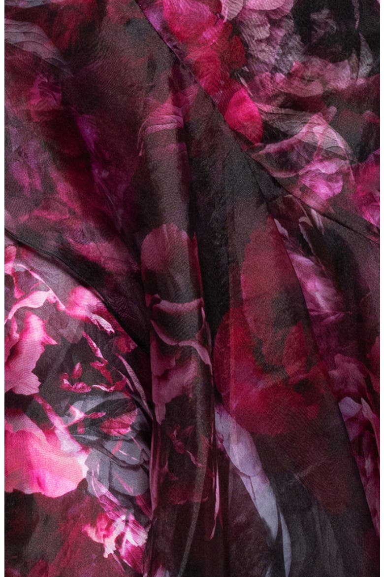 Floral Print Strapless Gown, Alternate, color, WINE/ BLACK