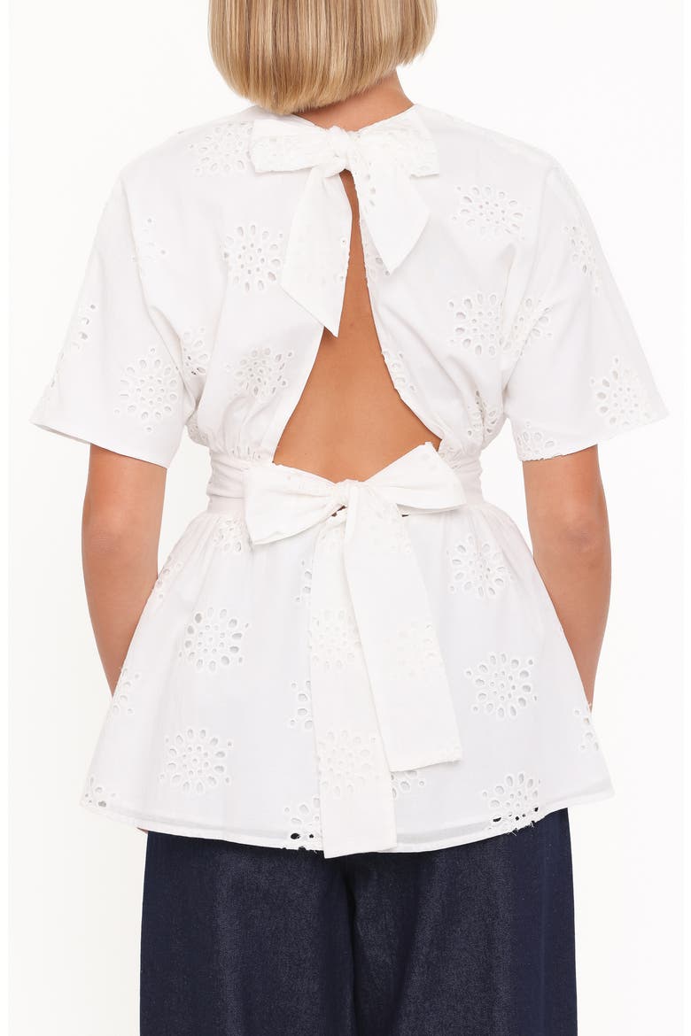 Carmel Tie Back Cotton Broderie Anglaise Tunic, Alternate, color, WHITE EMBROIDERY