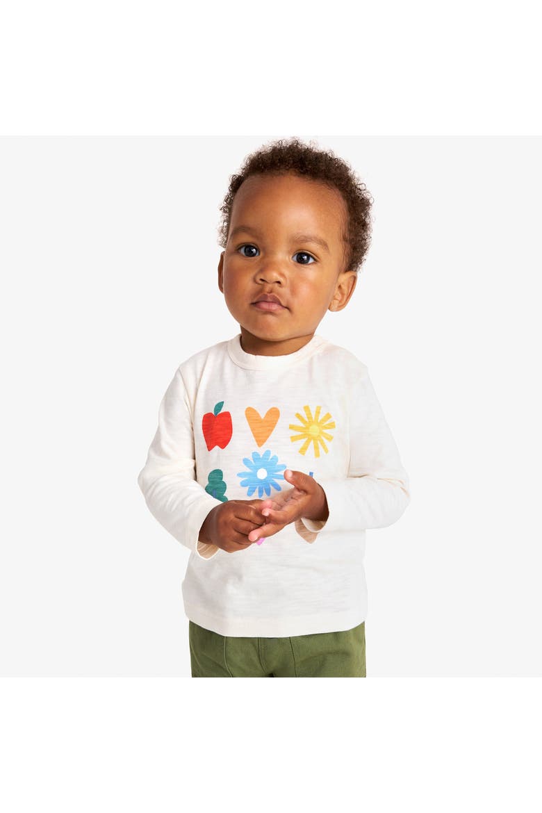 Baby Long Sleeve Rainbow Garden Tee, Alternate, color, Oat Stacked Garden
