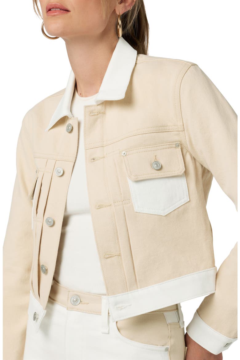 Lola Two-Tone Shrunken Denim Trucker Jacket, Alternate, color, ANGORA COLORBLOCK