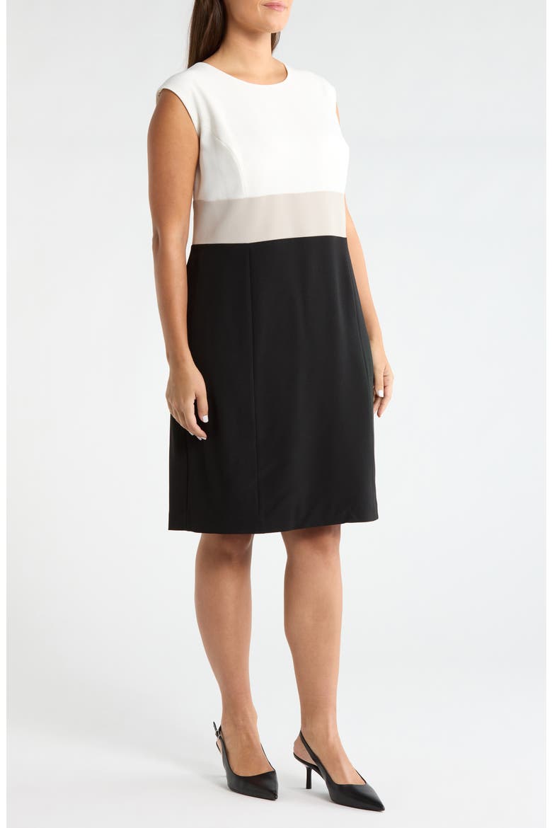 Colorblock Stretch Sheath Dress, Alternate, color, VANILLA ICE MULTI