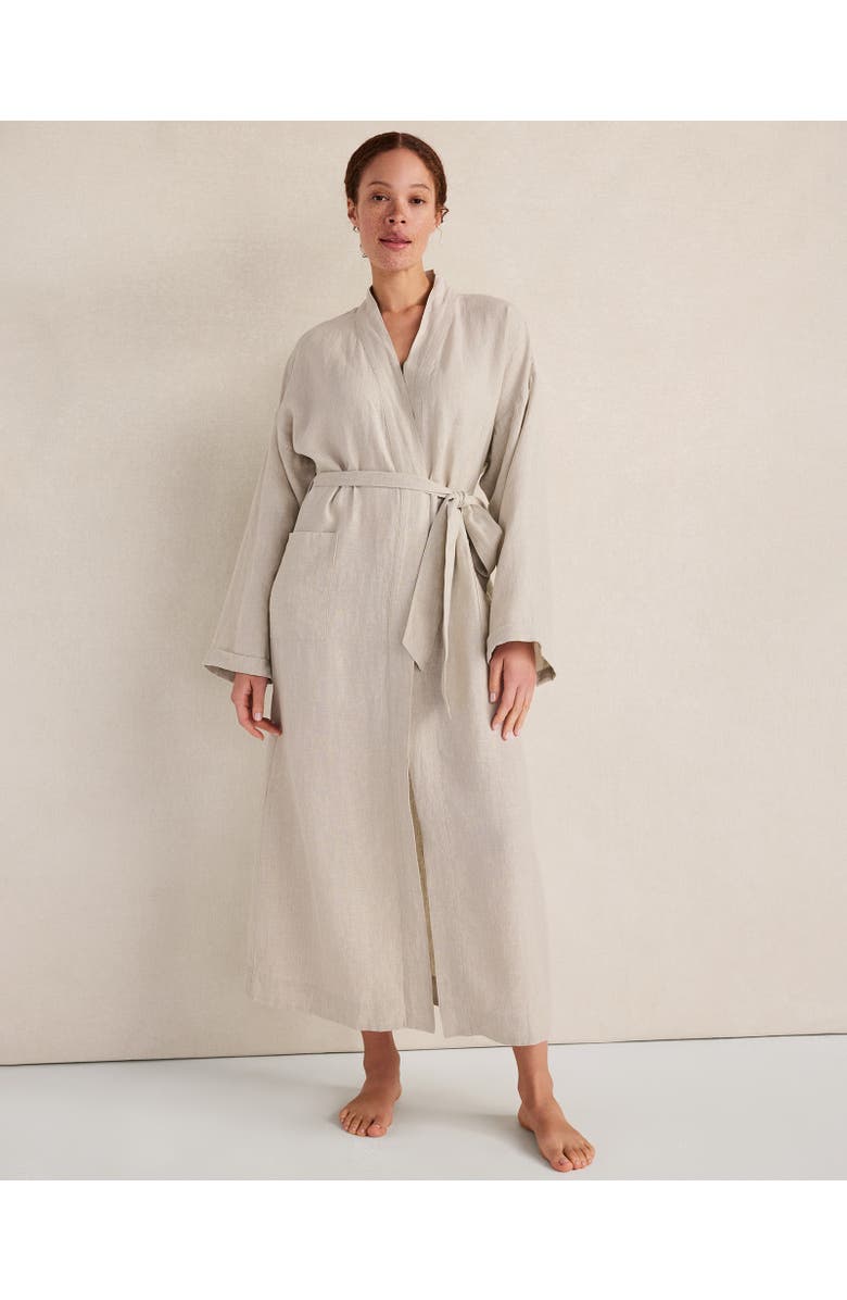 Haven Well Within Luxe Linen Robe, Main, color, Oatmeal Cross Dye