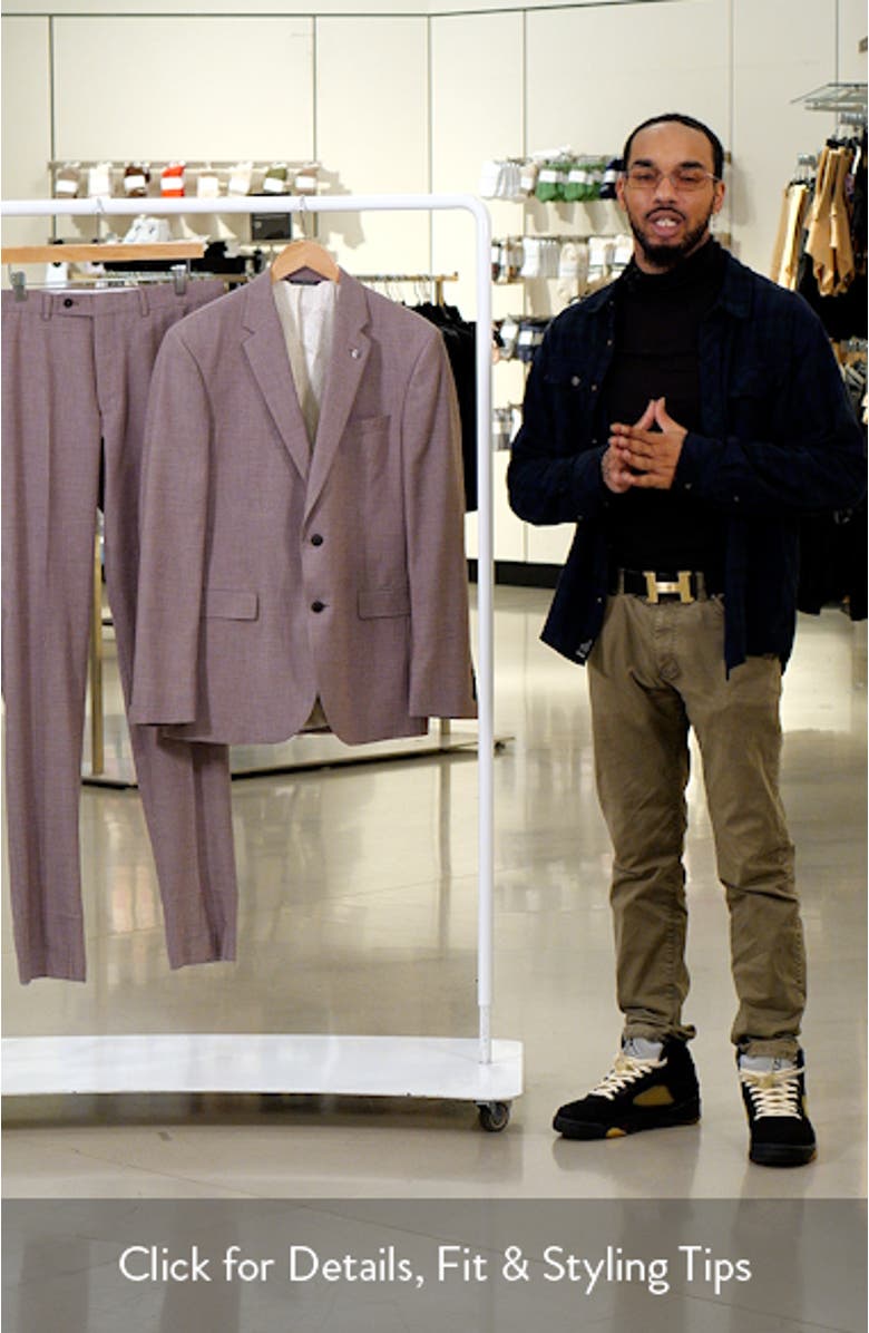Ross Slim Fit Mauve Mélange Wool Blend Suit