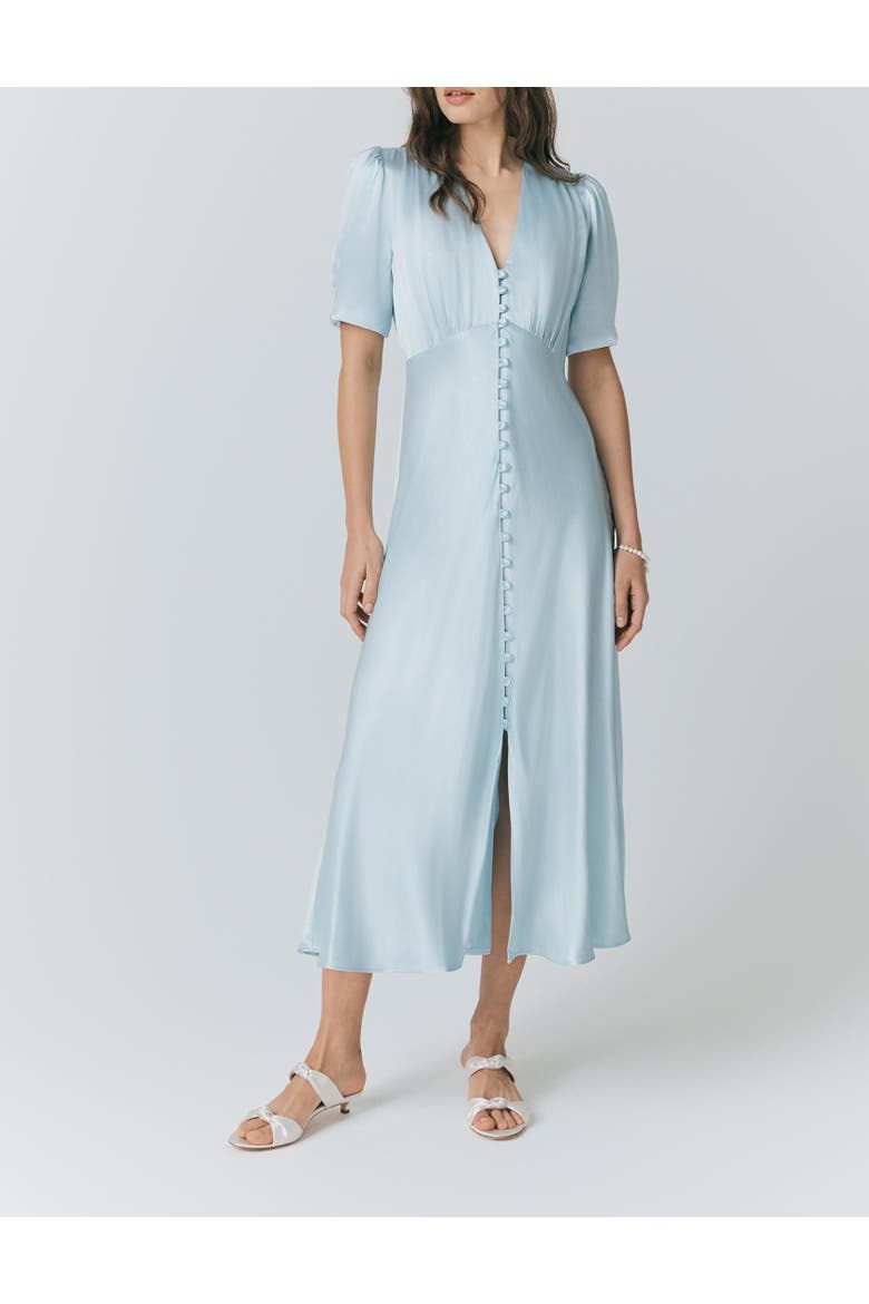 Madison Satin Midi Dress, Alternate, color, Light Blue