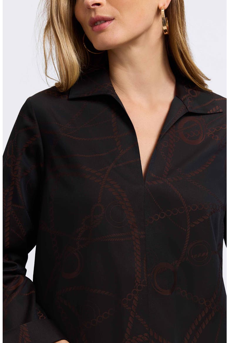 Agnes Print Popover Shirt, Alternate, color, COFFEE BROWN/ BLACK