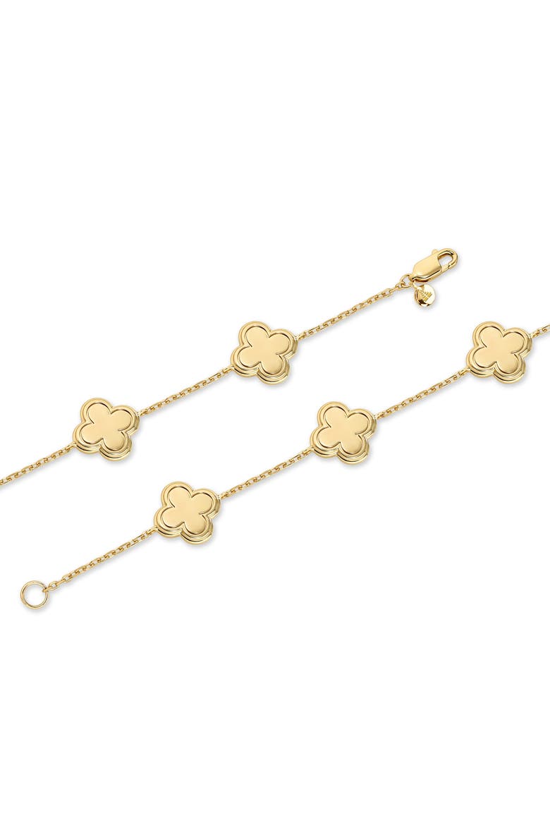 Five Clover Chain Bracelet in Gold Plated Sterling Silver, Alternate, color, Yellow Gold