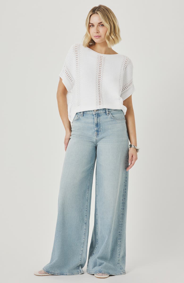 Splendid Everest Pointelle Stitch Sweater, Alternate, color, White