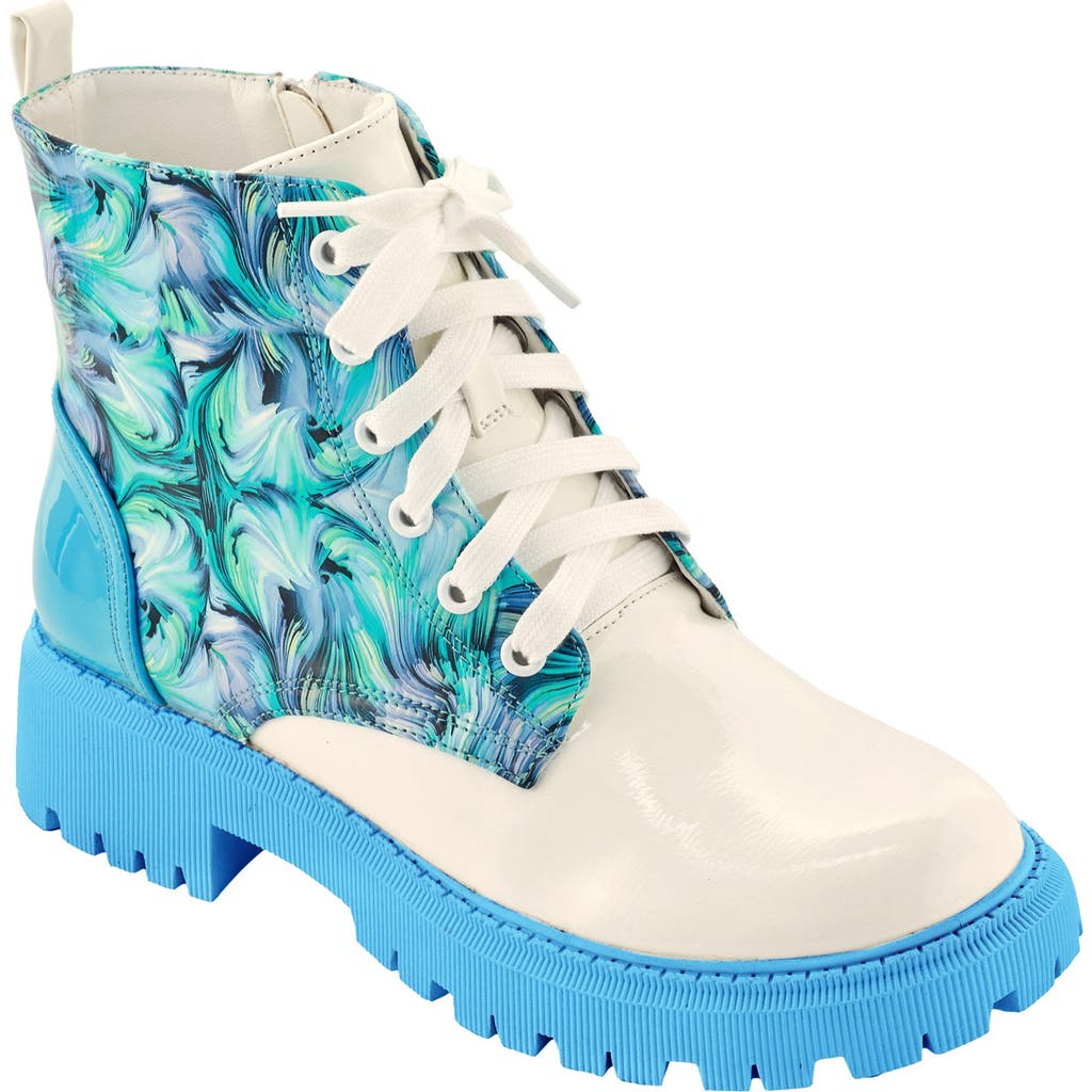Ninety Union Freeway Lug Sole Combat Boot In Blue Multi
